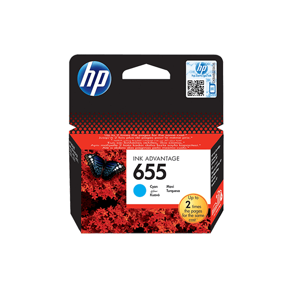 Picture of HP 655 Cyan Ink Advantage Cartridge