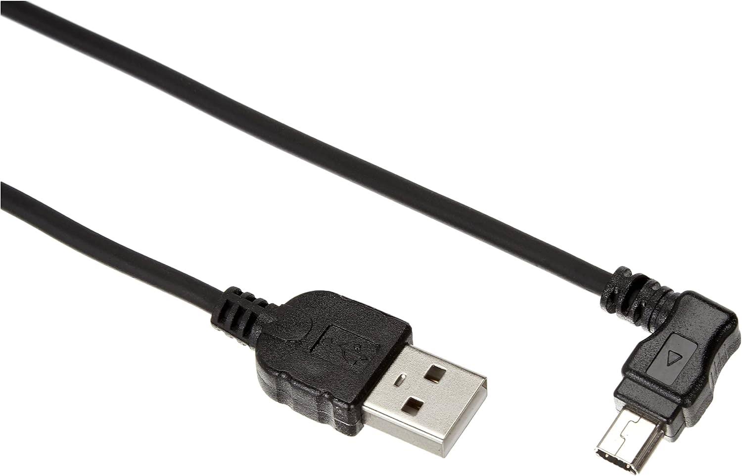 Picture of Universal Black USB 2.0 Male A to Mini USB 2.0 Male B 90 Degree Charging Cable Adapter Cord