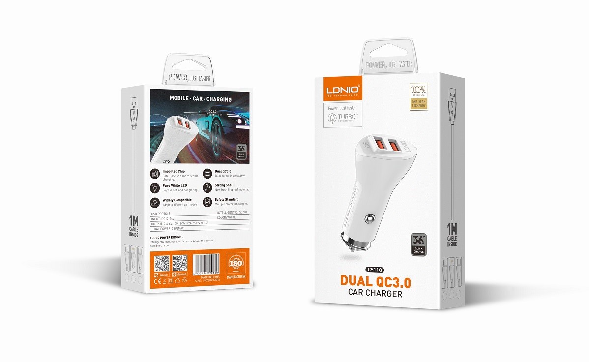 Picture of 36W Dual USB Ports Fast Car charger C511Q