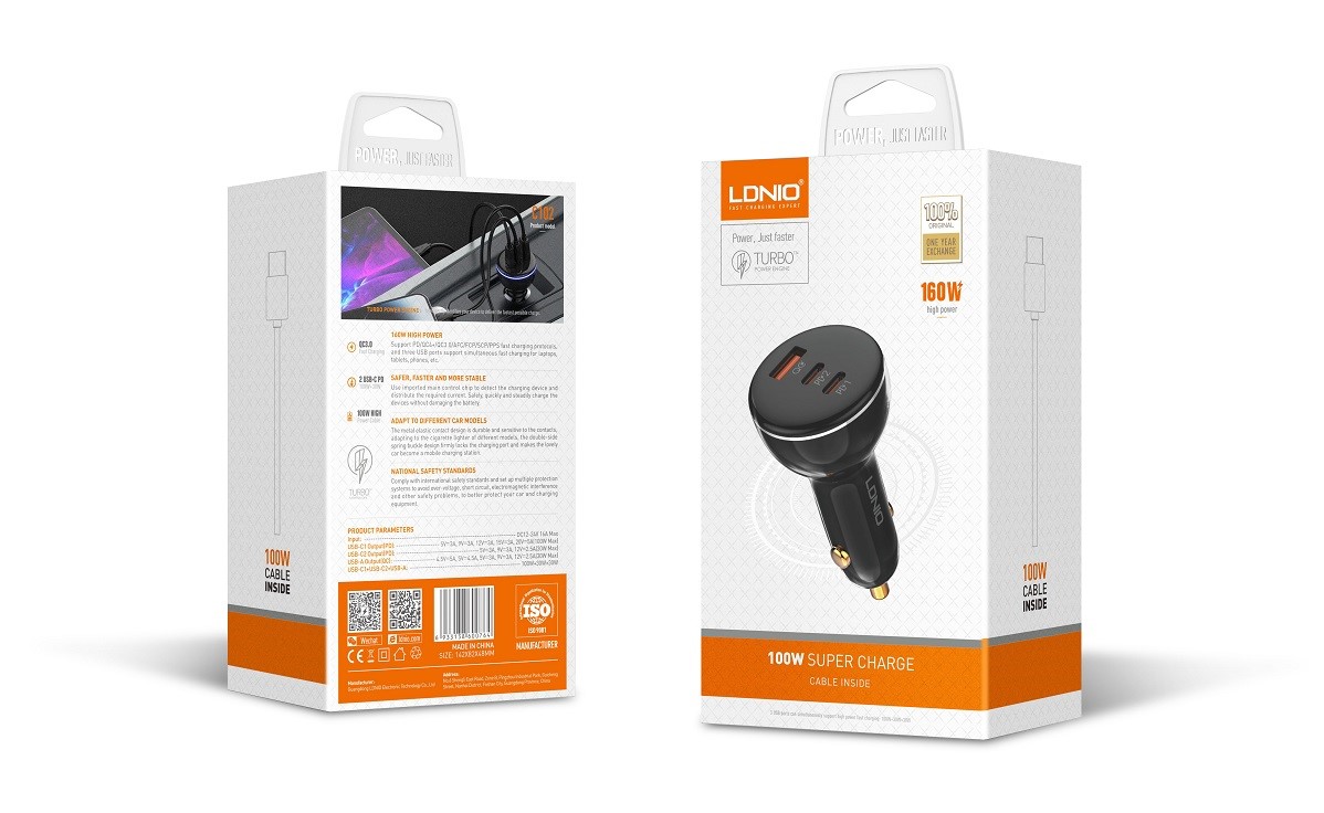 Picture of 160W 3 USB Super Fast Car charger C102