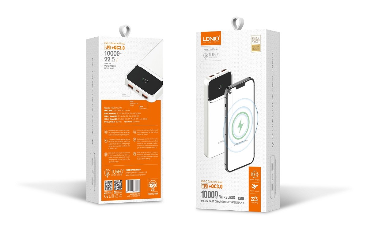 Picture of 10000mAh Led Digital Display Wireless Power Bank PQ11