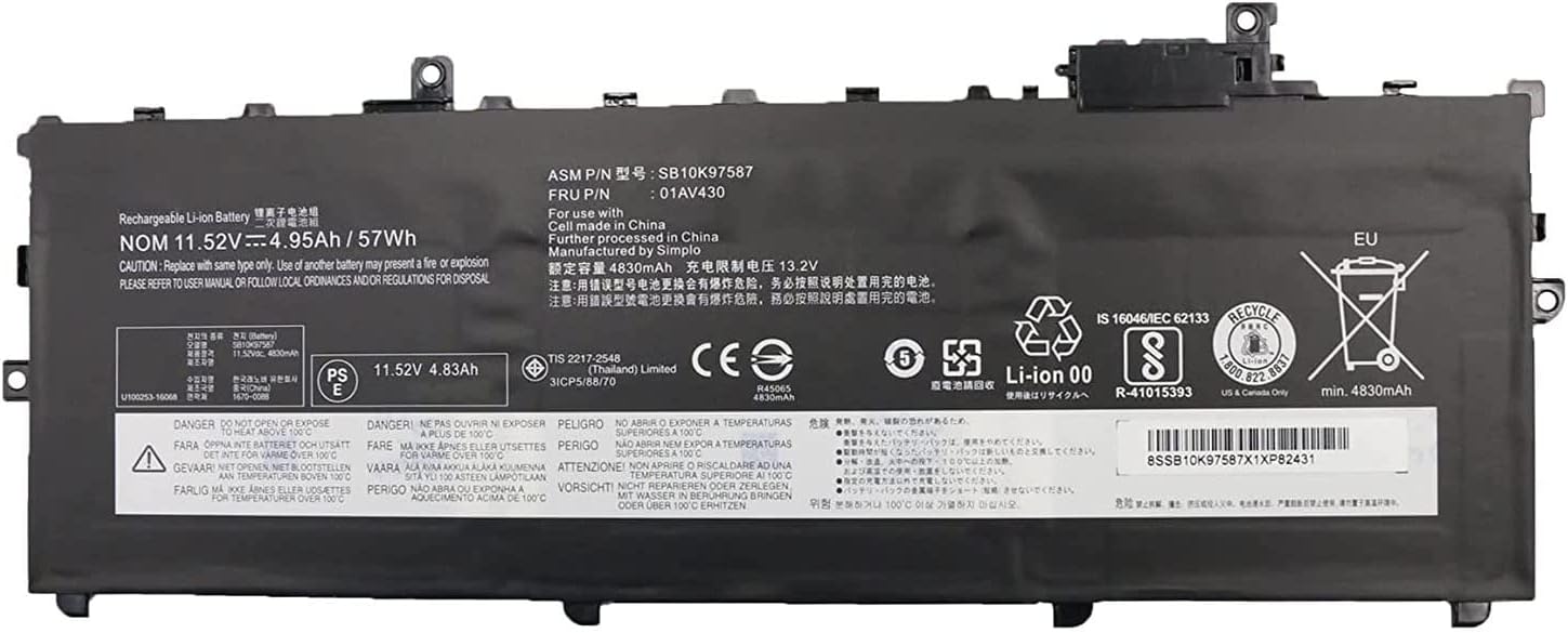 Picture of Battery for Lenovo ThinkPad X1 Carbon 5th & 6th Gen 2017 Models (SB10K97586)