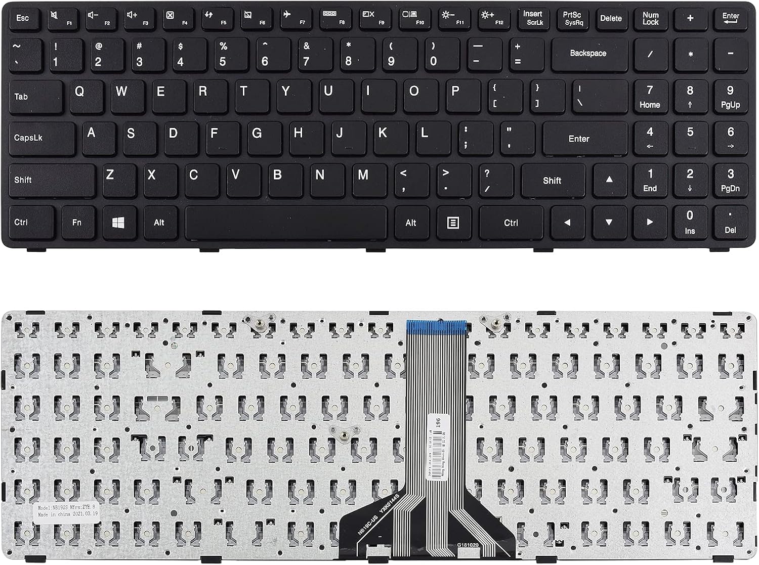 Picture of Keyboard Compatible with Lenovo IdeaPad 100-15IBD B50-50 with Frame US Layout Black PK1310E2A00 SN20K41553 LCM15H23US-686