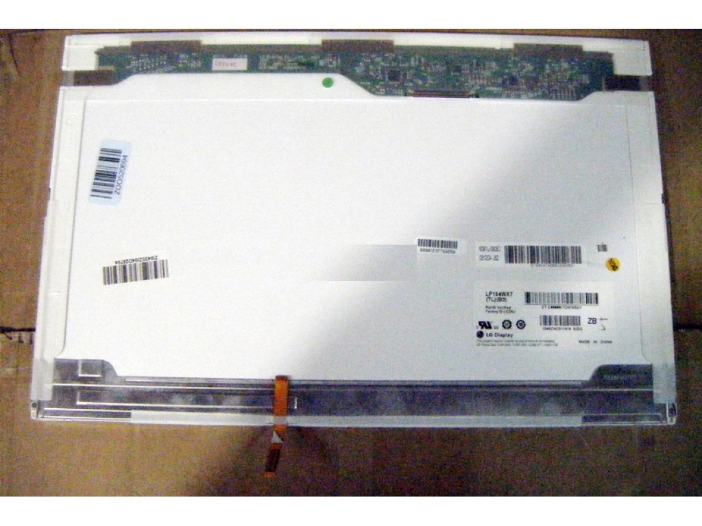 Picture of 15.4" WXGA LCD Screen - LED Backlight - Resolution: 1280X800 - Glossy Surface - Standard 30-Pin Top-Right Connector - Ribbon Style Backlight Connector