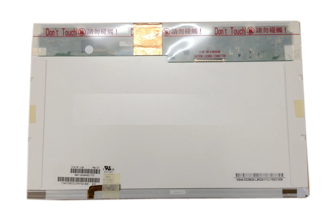 Picture of 14.1" WXGA LCD Screen - LED Backlight - Resolution: 1280X800 - Glossy Surface - Standard 30-Pin Bottom-Left Connector - Ribbon Style Backlight Connector