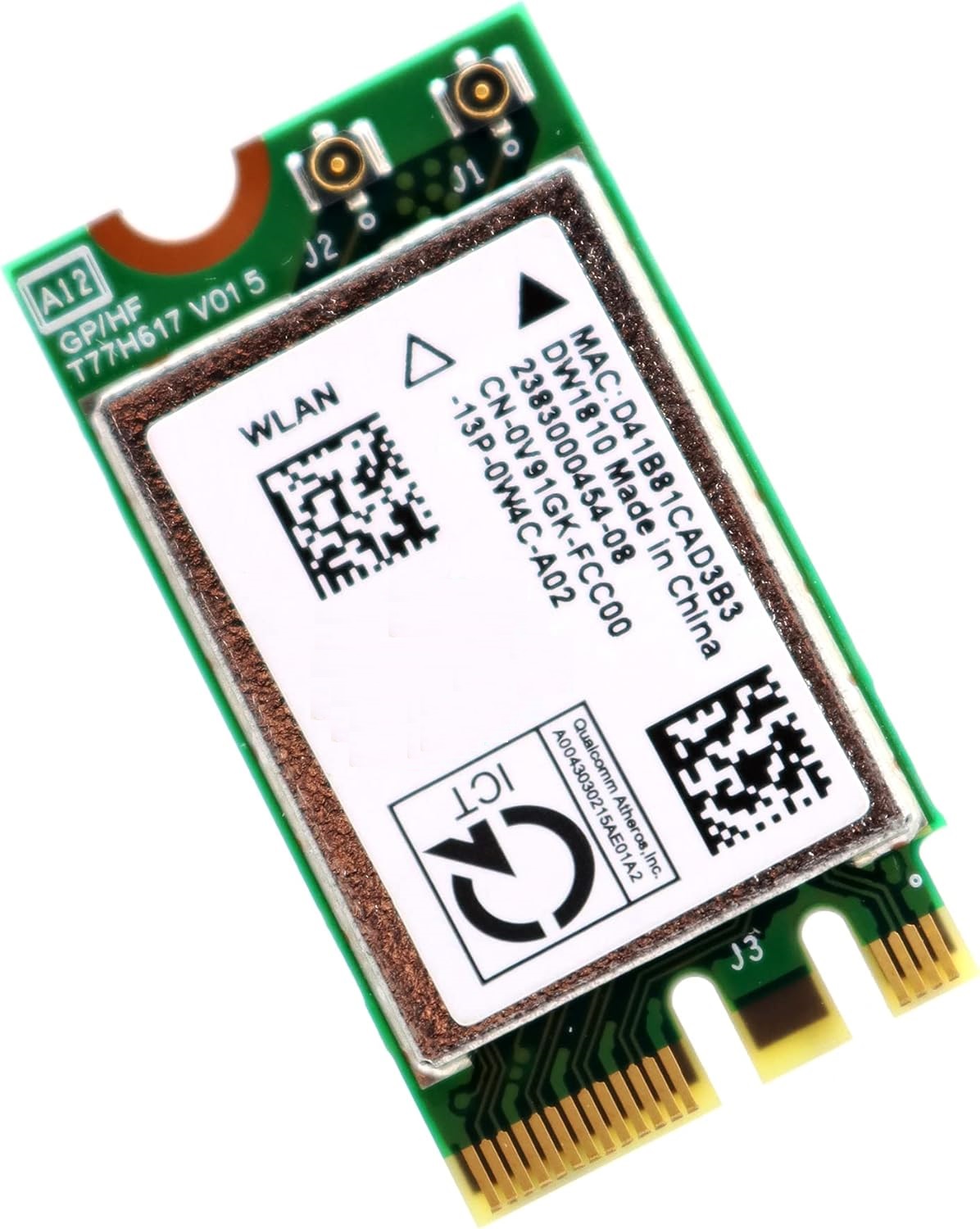 Picture of QCNFA435 QCA9377 802.11ac 433Mbps M.2 NGFF WiFi Adapter Wireless WLAN Card W/Bluetooth 4.1 for Dell DW1810 Qualcomm Atheros QCA9377 Windows 7,8,8.1,10,11(32/64bit)