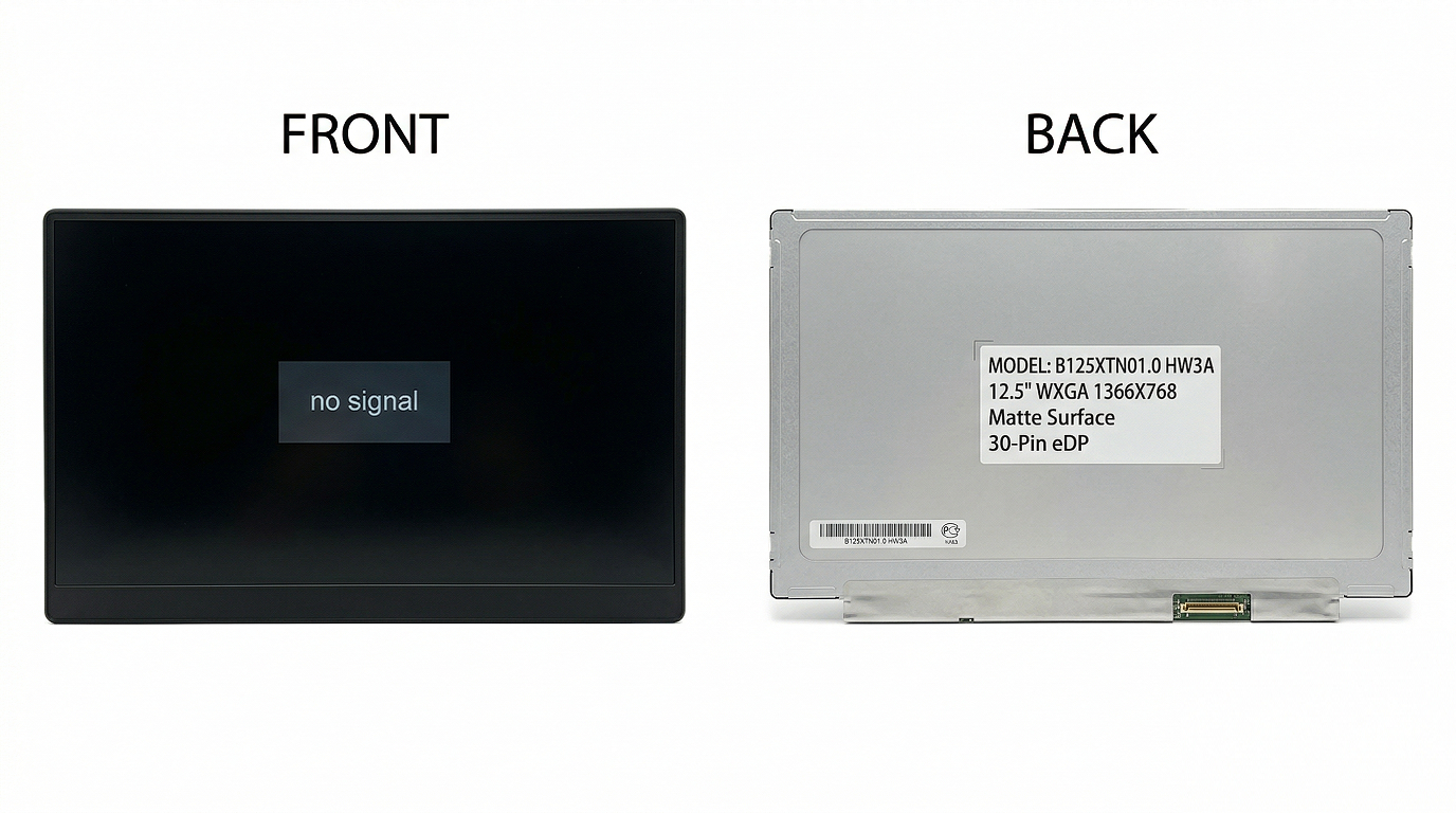 Picture of 12.5" WXGA LCD Screen - 1366X768 - Matte Surface - 30-Pin eDP Bottom-Right Connector - Left and Right Mounting Brackets
