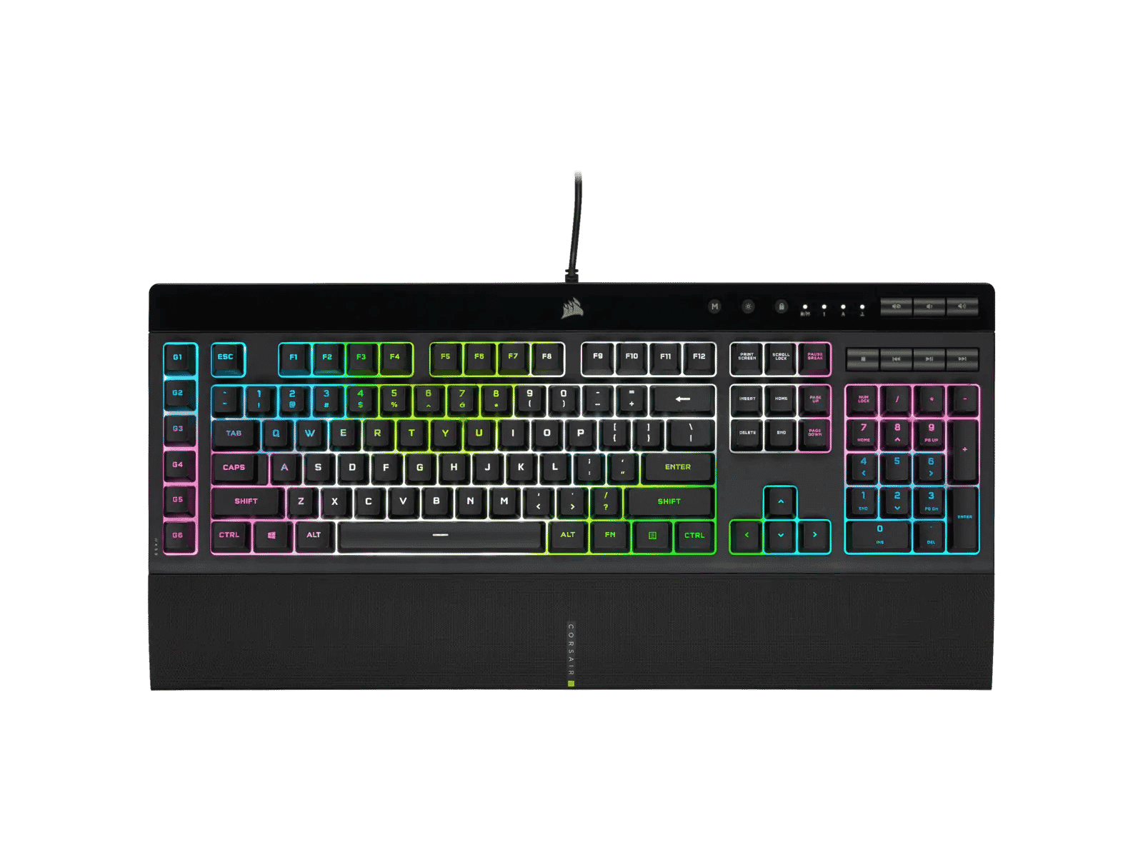 Picture of Corsair K55 RGB PRO XT Gaming Keyboard; Backlit RGB LED; Black